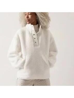 Athleta Cozy Sherpa Snap Sweatshirt Womens XL